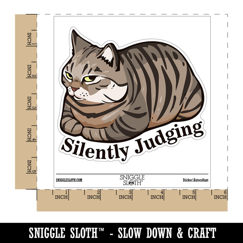Silently Judging Tabby Cat Pet Waterproof Vinyl Phone Tablet Laptop Water Bottle Car Window Bumper Decal Sticker Set - 5 Pack