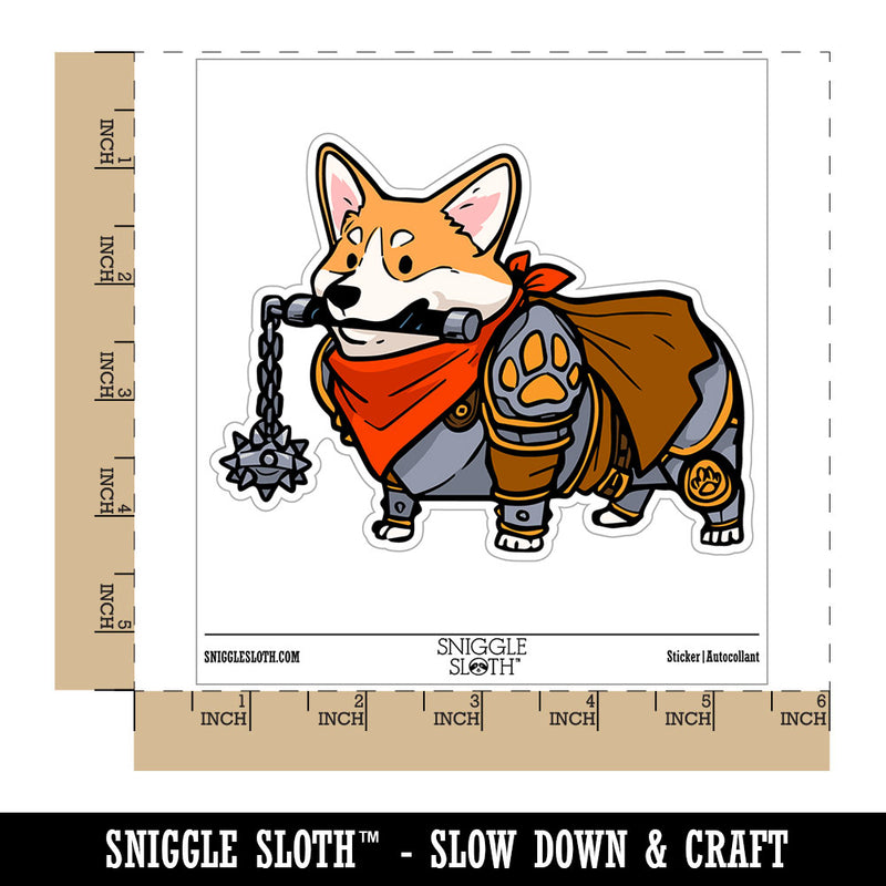 Sir Corgnelius Brave Corgi Dog Knight Flail Waterproof Vinyl Phone Tablet Laptop Water Bottle Car Window Bumper Decal Sticker Set - 5 Pack