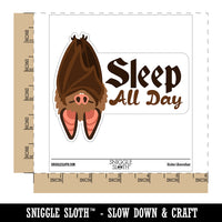 Sleep All Day Bat Hanging Funny Nap Time Waterproof Vinyl Phone Tablet Laptop Water Bottle Car Window Bumper Decal Sticker Set - 5 Pack