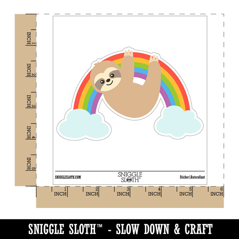 Sloth Hanging From Rainbow Waterproof Vinyl Phone Tablet Laptop Water Bottle Car Window Bumper Decal Sticker Set - 5 Pack