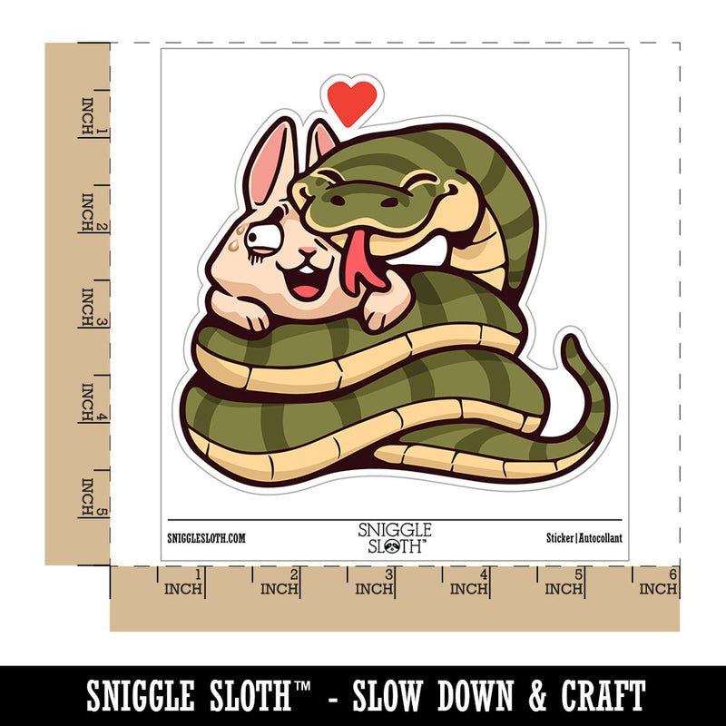 Snake Hugging Bunny Rabbit Love Heart Waterproof Vinyl Phone Tablet Laptop Water Bottle Car Window Bumper Decal Sticker Set - 5 Pack