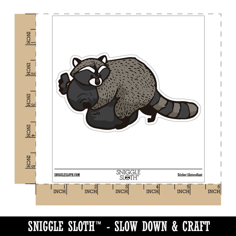 Sneaky Raccoon Hugging Bag of Trash Waterproof Vinyl Phone Tablet Laptop Water Bottle Car Window Bumper Decal Sticker Set - 5 Pack