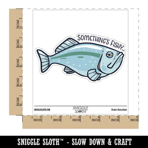 Something's Fishy Suspicious Fish Funny Waterproof Vinyl Phone Tablet Laptop Water Bottle Car Window Bumper Decal Sticker Set - 5 Pack