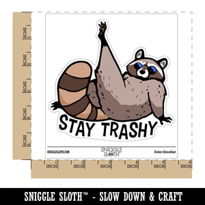 Stay Trashy Raccoon Funny Trash Panda Waterproof Vinyl Phone Tablet Laptop Water Bottle Car Window Bumper Decal Sticker Set - 5 Pack