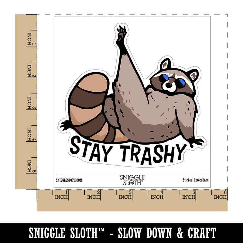 Stay Trashy Raccoon Funny Trash Panda Waterproof Vinyl Phone Tablet Laptop Water Bottle Car Window Bumper Decal Sticker Set - 5 Pack