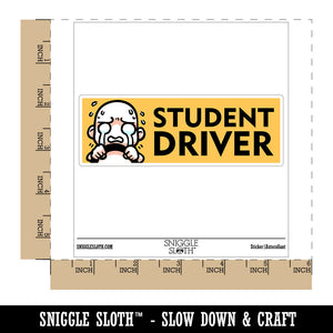 Student Driver Crying Funny Face Waterproof Vinyl Phone Tablet Laptop Water Bottle Car Window Bumper Decal Sticker Set - 5 Pack