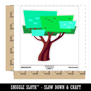 Stylized Geometric Tree Blocky Artsy Waterproof Vinyl Phone Tablet Laptop Water Bottle Car Window Bumper Decal Sticker Set - 5 Pack