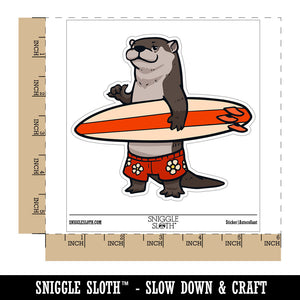 Surfer Otter with Surfboard Shaka Hand Waterproof Vinyl Phone Tablet Laptop Water Bottle Car Window Bumper Decal Sticker Set - 5 Pack