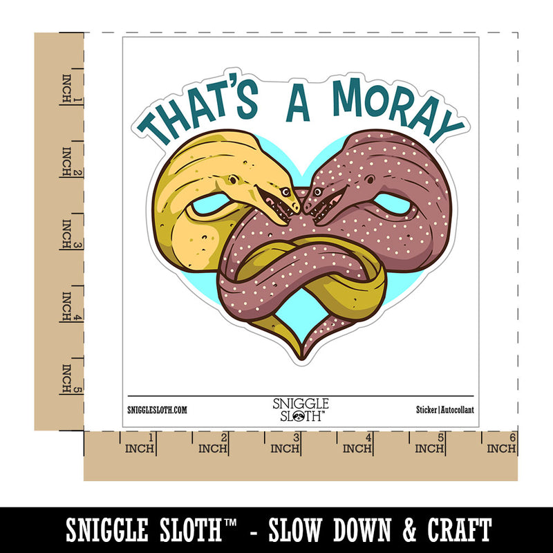 That's A Moray Amore Eels Heart Fish Love Funny Waterproof Vinyl Phone Tablet Laptop Water Bottle Car Window Bumper Decal Sticker Set - 5 Pack