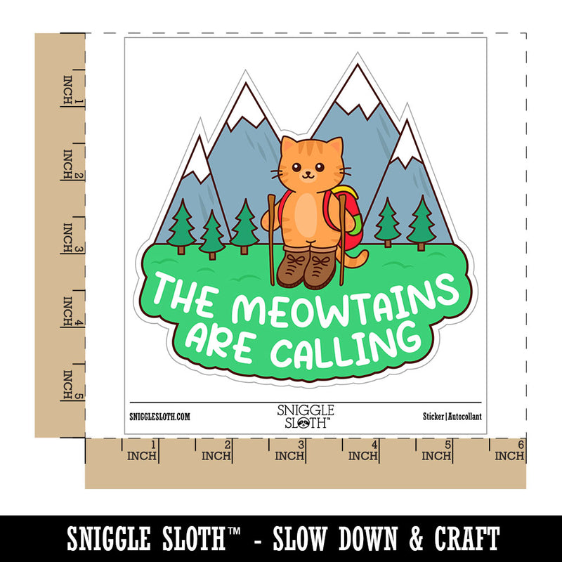The Meowtains Are Calling Hiking Cat Waterproof Vinyl Phone Tablet Laptop Water Bottle Car Window Bumper Decal Sticker Set - 5 Pack