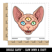 Three Eyed Sphynx Cat Hairless Spooky Scary Waterproof Vinyl Phone Tablet Laptop Water Bottle Car Window Bumper Decal Sticker Set - 5 Pack