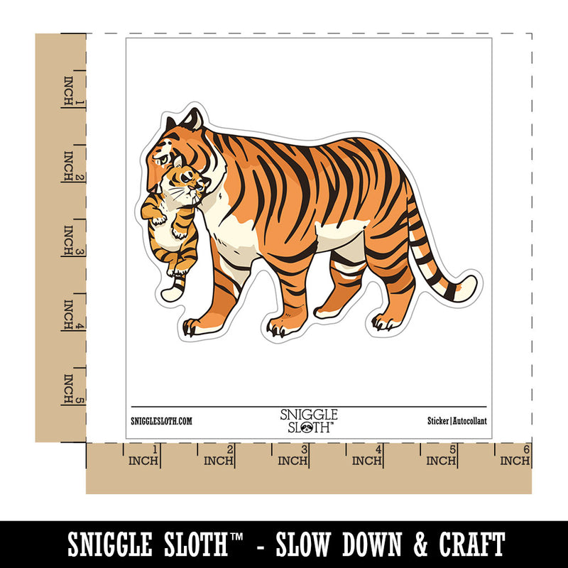 Tiger Mom Cub Cute Baby Cat Waterproof Vinyl Phone Tablet Laptop Water Bottle Car Window Bumper Decal Sticker Set - 5 Pack