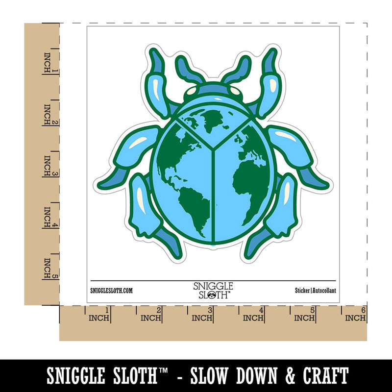 Travel Bug World Globe Beetle Waterproof Vinyl Phone Tablet Laptop Water Bottle Car Window Bumper Decal Sticker Set - 5 Pack