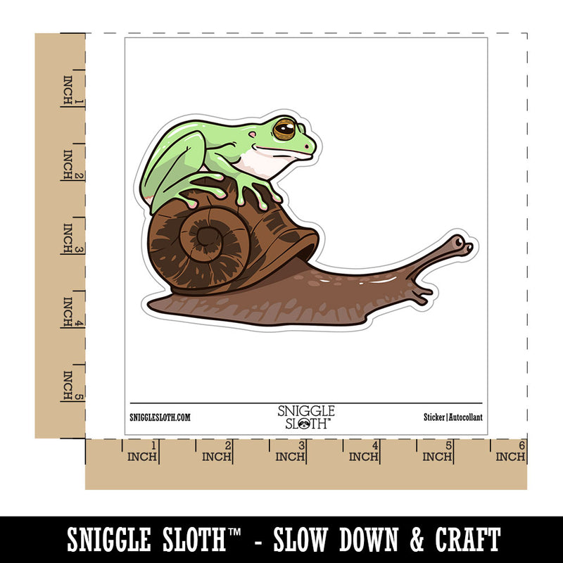 Tree Frog Riding Garden Snail Waterproof Vinyl Phone Tablet Laptop Water Bottle Car Window Bumper Decal Sticker Set - 5 Pack