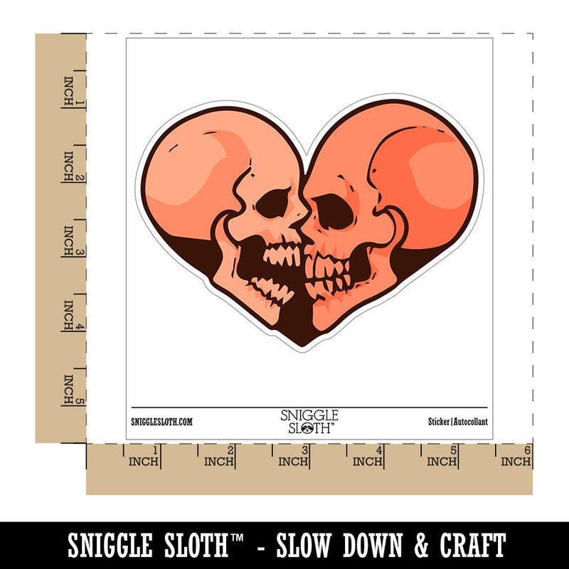 Two Skulls Kissing Heart Waterproof Vinyl Phone Tablet Laptop Water Bottle Car Window Bumper Decal Sticker Set - 5 Pack