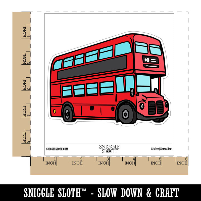 Two Storey Double_Decker Bus Public Transportation Waterproof Vinyl Phone Tablet Laptop Water Bottle Car Window Bumper Decal Sticker Set - 5 Pack