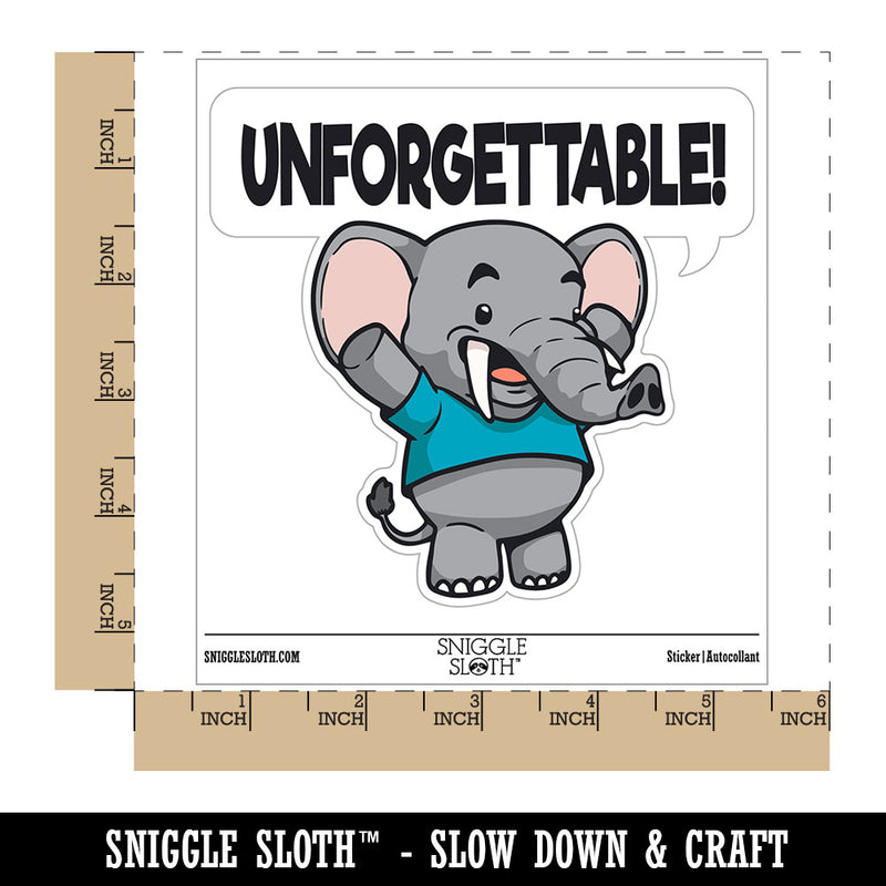 Unforgettable Elephant Cute Compliment Waterproof Vinyl Phone Tablet Laptop Water Bottle Car Window Bumper Decal Sticker Set - 5 Pack