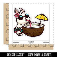 Vacation Bunny Rabbit Drinking Coconut Waterproof Vinyl Phone Tablet Laptop Water Bottle Car Window Bumper Decal Sticker Set - 5 Pack