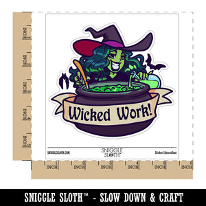 Wicked Work Witch Cauldron Brewing Potion Halloween Compliment Waterproof Vinyl Phone Tablet Laptop Water Bottle Car Window Bumper Decal Sticker Set - 5 Pack