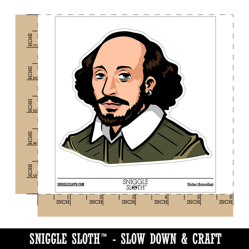 William Shakespeare Bard Playwright Historical Figure Waterproof Vinyl Phone Tablet Laptop Water Bottle Car Window Bumper Decal Sticker Set - 5 Pack