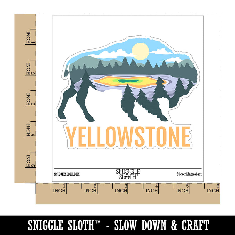 Yellowstone National Park Bison Silhouette Waterproof Vinyl Phone Tablet Laptop Water Bottle Car Window Bumper Decal Sticker Set - 5 Pack