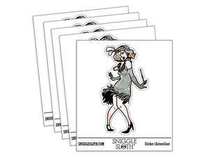Water Bottle Sticker Set 1920's Vintage Flapper Dancing Woman Dress Cute Waterproof Vinyl Stickers Pack Decal, Skateboard, Laptop, Car, Window, Bumper - 5 Pack