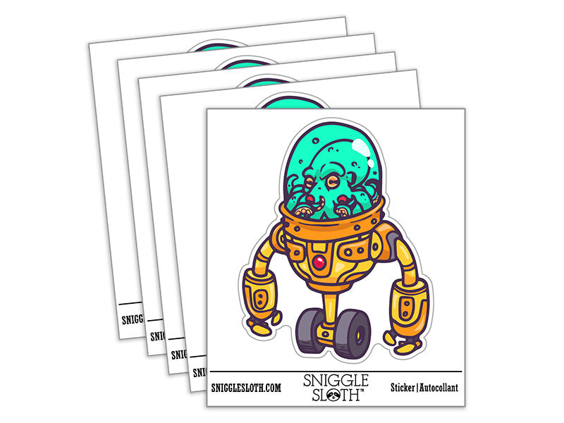 Water Bottle Sticker Set Alien Space Suit Robot Mech Science Fiction Cute Waterproof Vinyl Stickers Pack Decal, Skateboard, Laptop, Car, Window, Bumper - 5 Pack