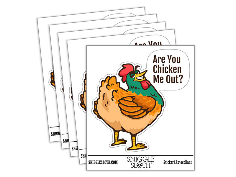 Water Bottle Sticker Set Are You Chicken Me Out Flirty Rooster Cute Waterproof Vinyl Stickers Pack Decal, Skateboard, Laptop, Car, Window, Bumper - 5 Pack