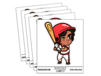 Water Bottle Sticker Set Baseball Boy Batter with Bat Chibi Sports Cute Waterproof Vinyl Stickers Pack Decal, Skateboard, Laptop, Car, Window, Bumper - 5 Pack