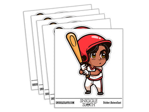 Water Bottle Sticker Set Baseball Boy Batter with Bat Chibi Sports Cute Waterproof Vinyl Stickers Pack Decal, Skateboard, Laptop, Car, Window, Bumper - 5 Pack