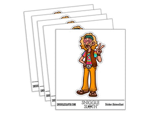 Water Bottle Sticker Set Boho Hippie Hippy Man Tie Dye Counter Culture Cute Waterproof Vinyl Stickers Pack Decal, Skateboard, Laptop, Car, Window, Bumper - 5 Pack