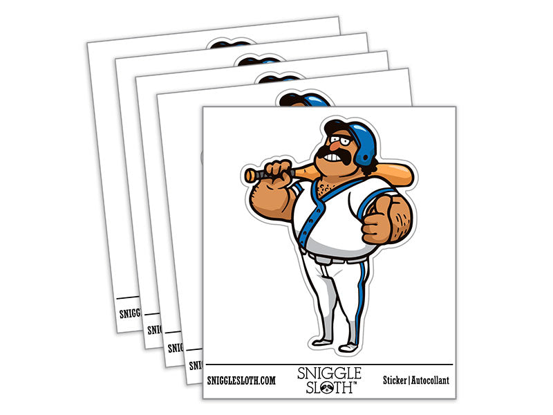 Water Bottle Sticker Set Burly Cartoon Baseball Player Batter Man Cute Waterproof Vinyl Stickers Pack Decal, Skateboard, Laptop, Car, Window, Bumper - 5 Pack