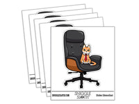 Water Bottle Sticker Set Business Cat In Executive Office Chair Cute Waterproof Vinyl Stickers Pack Decal, Skateboard, Laptop, Car, Window, Bumper - 5 Pack