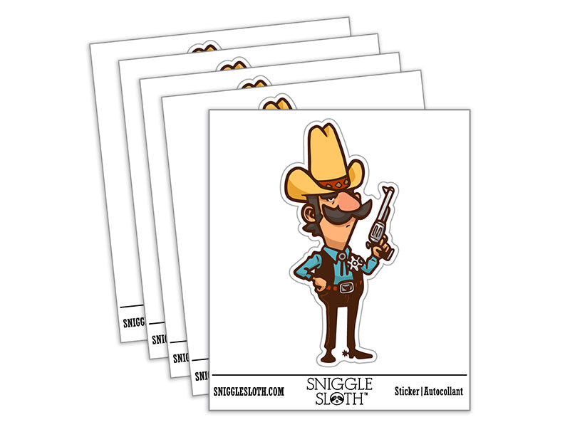 Water Bottle Sticker Set Cartoon Cowboy Western Sheriff Wild Western Cute Waterproof Vinyl Stickers Pack Decal, Skateboard, Laptop, Car, Window, Bumper - 5 Pack