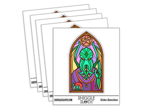 Water Bottle Sticker Set Cthulhu Stained Glass Horror Monster Lovecraft Cute Waterproof Vinyl Stickers Pack Decal, Skateboard, Laptop, Car, Window, Bumper - 5 Pack