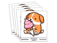 Water Bottle Sticker Set Cute Puppy Dog Licking Ice Cream Cone Cute Waterproof Vinyl Stickers Pack Decal, Skateboard, Laptop, Car, Window, Bumper - 5 Pack
