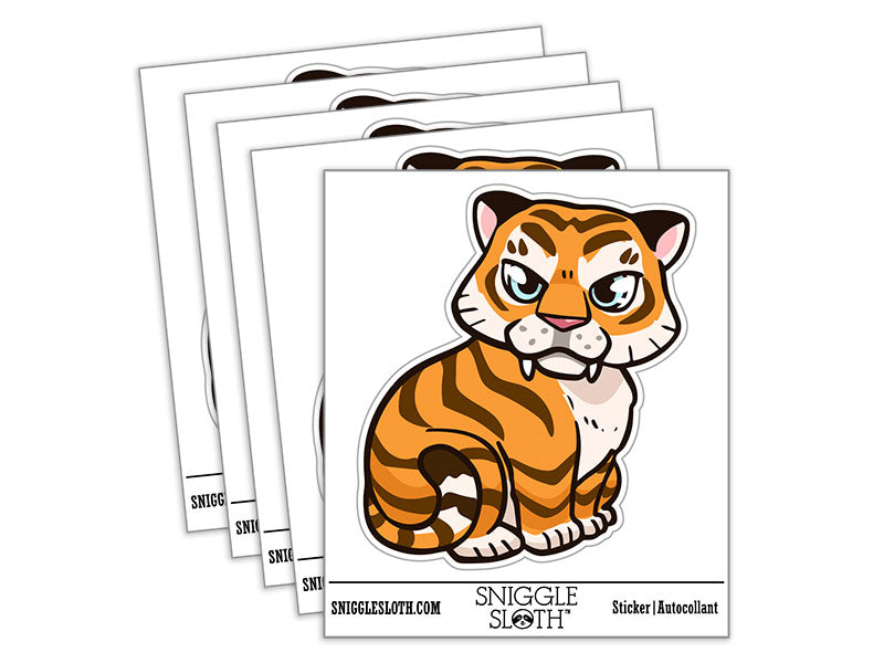 Water Bottle Sticker Set Cute Tiger Cub Kitten Cat Stripes Cute Waterproof Vinyl Stickers Pack Decal, Skateboard, Laptop, Car, Window, Bumper - 5 Pack