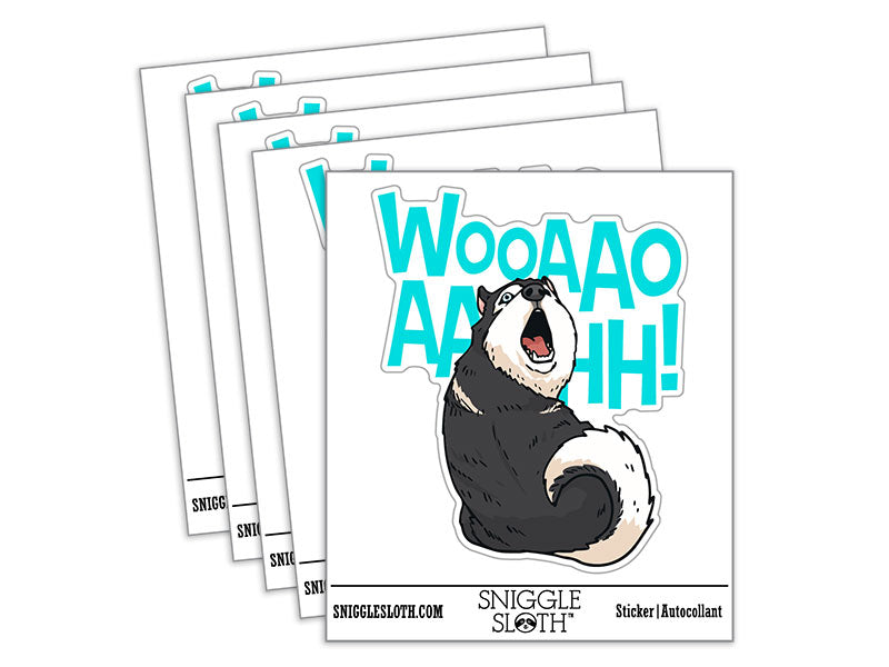 Water Bottle Sticker Set Dramatic Siberian Husky Dog Screaming Howling Cute Waterproof Vinyl Stickers Pack Decal, Skateboard, Laptop, Car, Window, Bumper - 5 Pack