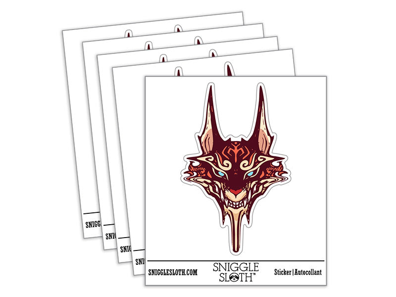 Water Bottle Sticker Set Ethereal Kitsune Fox Spirit Head Smokey Cute Waterproof Vinyl Stickers Pack Decal, Skateboard, Laptop, Car, Window, Bumper - 5 Pack