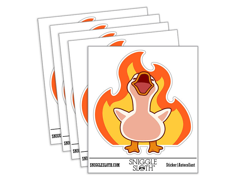 Water Bottle Sticker Set Evil Goose Laughing Fire Funny Cackle Villain Cute Waterproof Vinyl Stickers Pack Decal, Skateboard, Laptop, Car, Window, Bumper - 5 Pack