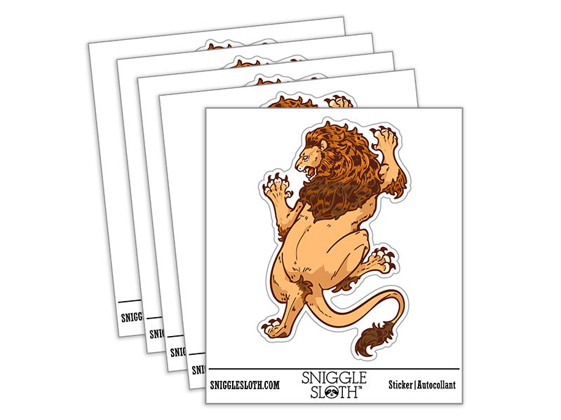 Water Bottle Sticker Set Ferocious Crawling Lion Regal Cat Fierce Cute Waterproof Vinyl Stickers Pack Decal, Skateboard, Laptop, Car, Window, Bumper - 5 Pack
