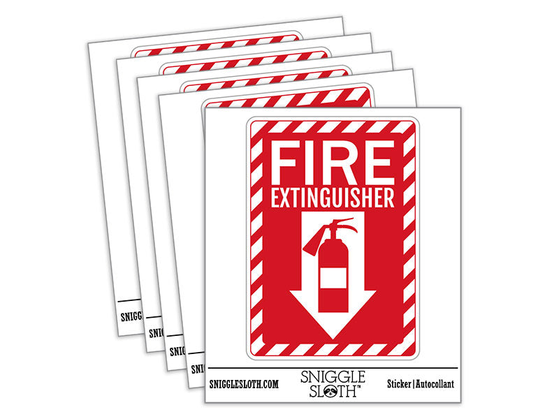 Water Bottle Sticker Set Fire Extinguisher Location Emergency Sign Cute Waterproof Vinyl Stickers Pack Decal, Skateboard, Laptop, Car, Window, Bumper - 5 Pack