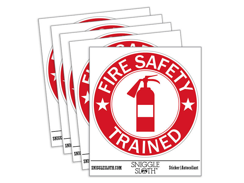 Water Bottle Sticker Set Fire Safety Trained Extinguisher Sign Cute Waterproof Vinyl Stickers Pack Decal, Skateboard, Laptop, Car, Window, Bumper - 5 Pack