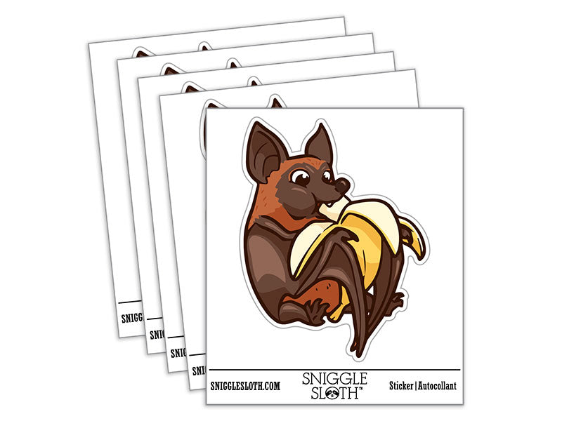 Water Bottle Sticker Set Fruit Bat Eating Banana Cute Waterproof Vinyl Stickers Pack Decal, Skateboard, Laptop, Car, Window, Bumper - 5 Pack