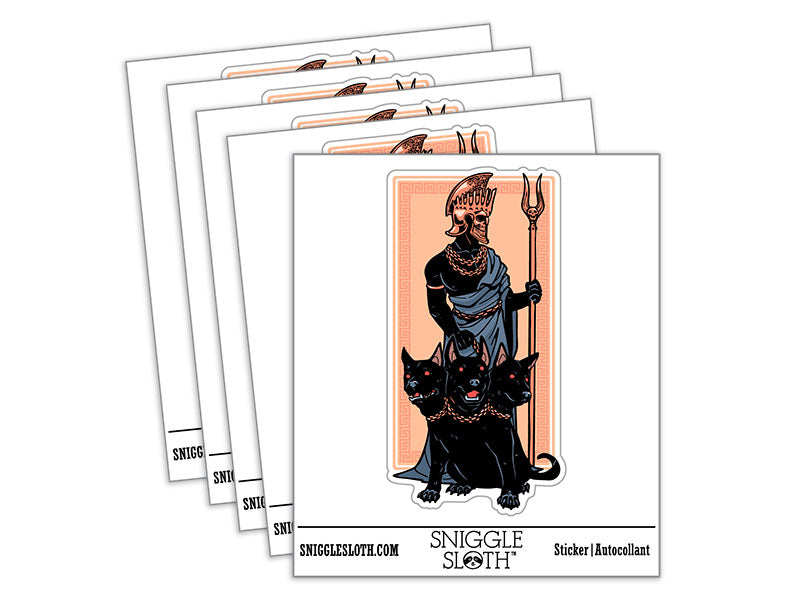 Water Bottle Sticker Set Hades and Cerberus Greek God of Dead Pluto Cute Waterproof Vinyl Stickers Pack Decal, Skateboard, Laptop, Car, Window, Bumper - 5 Pack