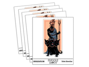Water Bottle Sticker Set Hades and Cerberus Greek God of Dead Pluto Cute Waterproof Vinyl Stickers Pack Decal, Skateboard, Laptop, Car, Window, Bumper - 5 Pack