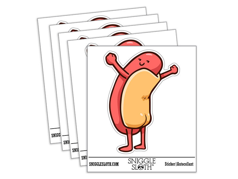 Water Bottle Sticker Set Hot Dog Buns Butt Food Funny Cute Waterproof Vinyl Stickers Pack Decal, Skateboard, Laptop, Car, Window, Bumper - 5 Pack
