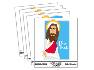 Water Bottle Sticker Set I Saw That Disappointed Jesus Funny Cute Waterproof Vinyl Stickers Pack Decal, Skateboard, Laptop, Car, Window, Bumper - 5 Pack