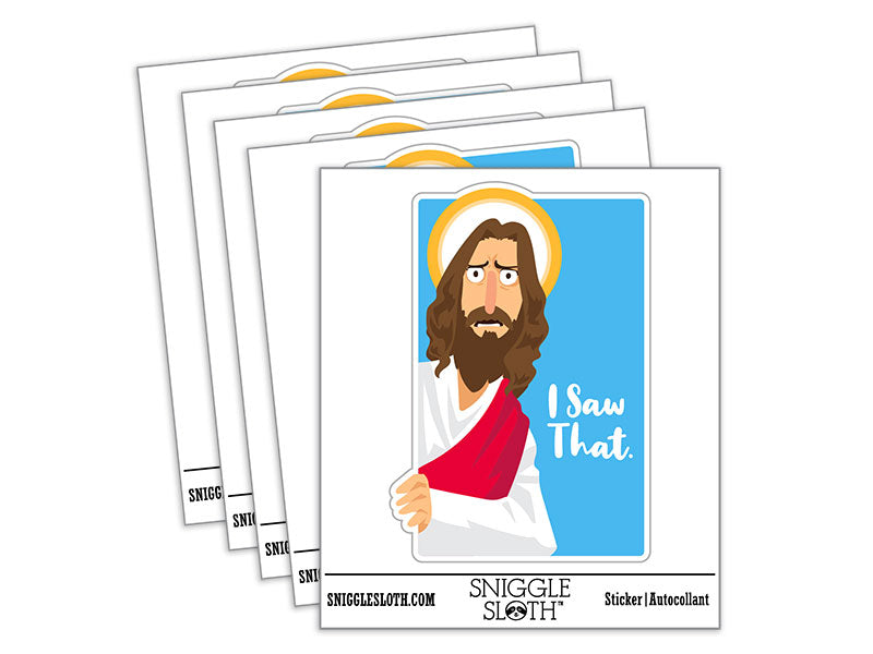 Water Bottle Sticker Set I Saw That Disappointed Jesus Funny Cute Waterproof Vinyl Stickers Pack Decal, Skateboard, Laptop, Car, Window, Bumper - 5 Pack