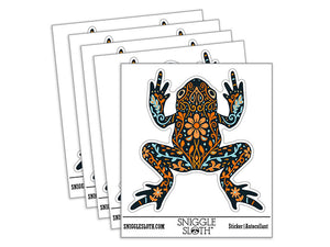 Water Bottle Sticker Set Floral Flower Frog Toad Fern Leaves Vines Cute Waterproof Vinyl Stickers Pack Decal, Skateboard, Laptop, Car, Window, Bumper - 5 Pack